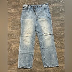 Kancan Vintage 90's Jeans Blue Denim Distressed Cross Over Waistband Size 11 29